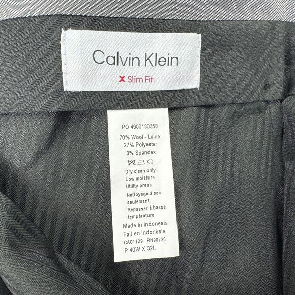 Calvin Klein Mens X Slim Fit Wool Stretch Plaid Suit Pants Black Blue 40x32 - Picture 4 of 4